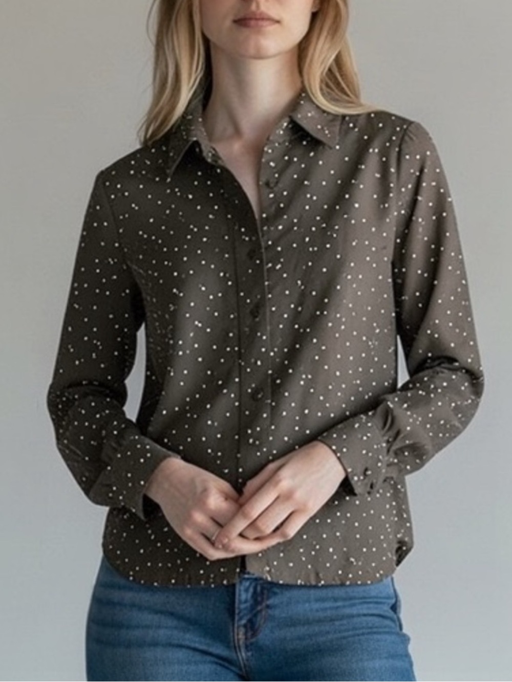 Mossimo Supply Co. Black Button-Up Jacket with White Dot Print